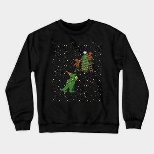 T- rex christmas tree star topper Crewneck Sweatshirt